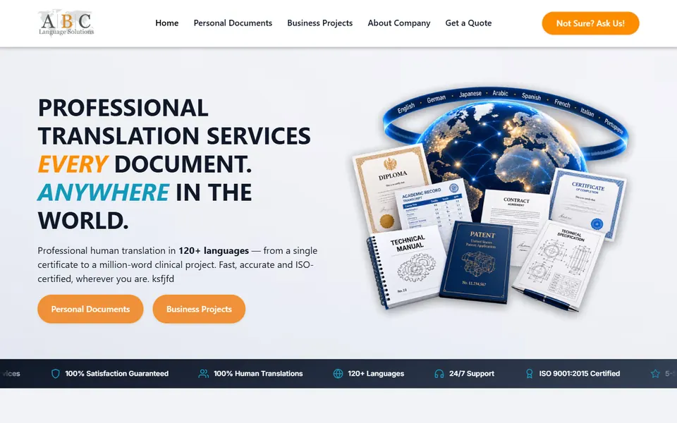 ABC Language Solutions website