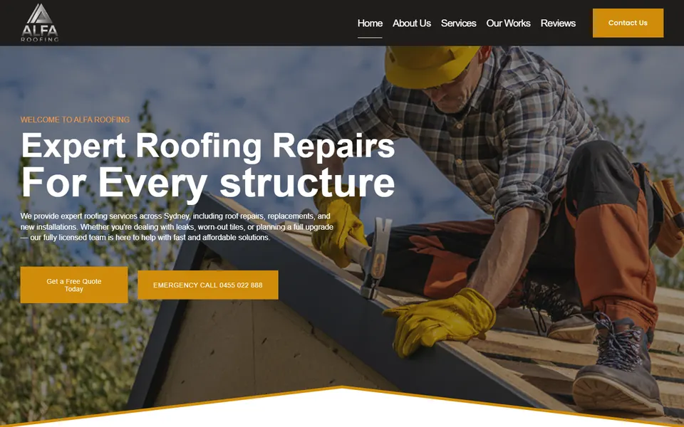 Alfa Roofing website